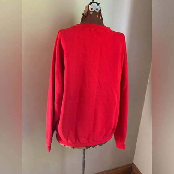 Grandmacore red sweatshirt handmade vintage Christmas cutout sweatshirt - Picture 5 of 7